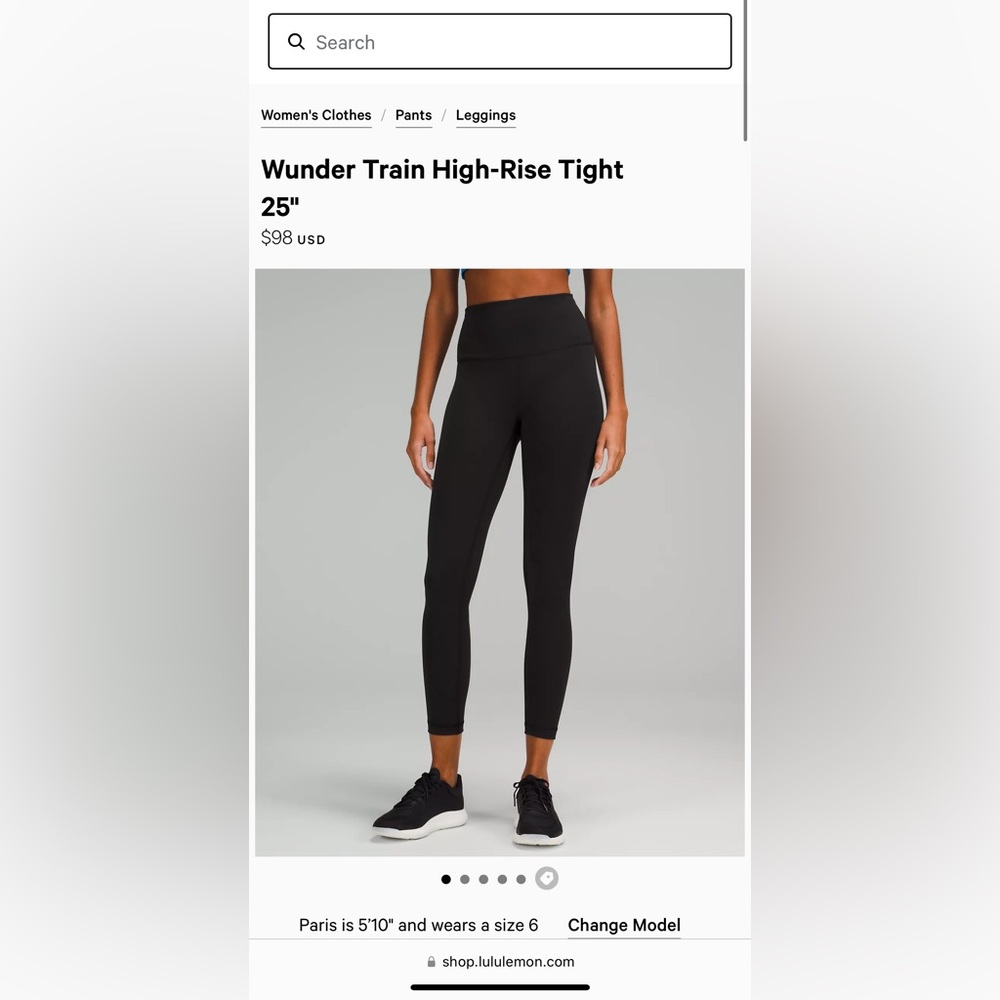 Lululemon Wunder Train High-Rise Tight 25"- black size 2 Great condition.